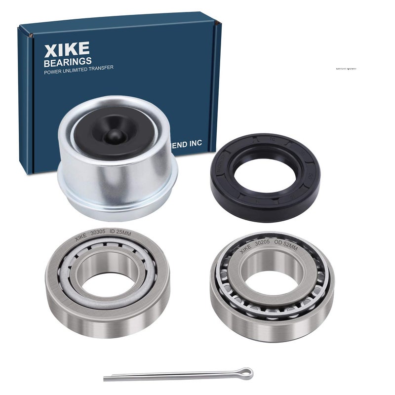 XiKe 1 Set Fits 25mm Axles Trailer Wheel Hub Kit, Include 30205 Bearings, TC30x52x10mm Seal, OD 52mm Dust Cover and Cotter Pin. - Image 1